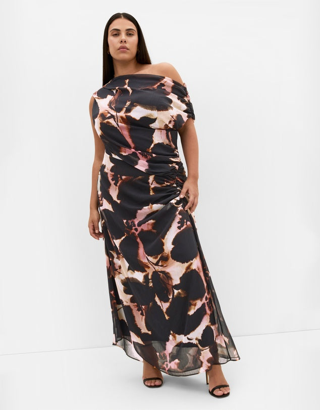 City Chic Vivid Print Maxi Dress - Sunset Bloom