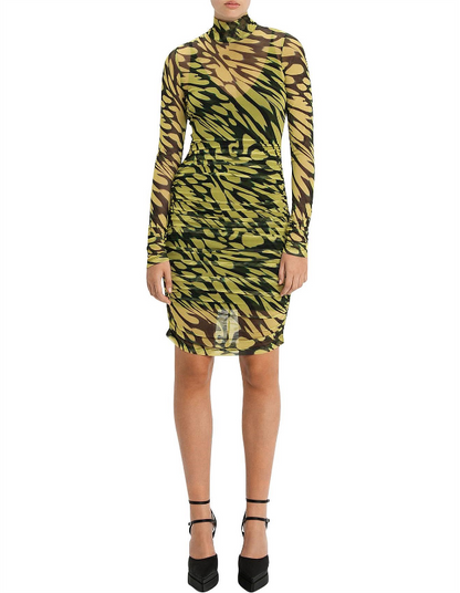 Cue Butterfly Mesh Ruched Dress